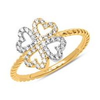 8 quilates anillo de oro trebol de cuatro hojas con circonita