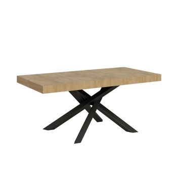 Mesa extensible 90x180/284 cm efecto madera roble natural, hierro