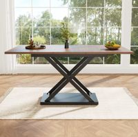 mesa de comedor marron de mdf extensible 120-160x80x75 cm