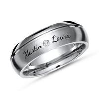 anillo titanio grabado laser diamante 6mm