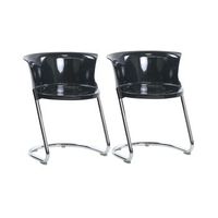 conjunto de 2 sillas de comedor modernas de material sintetico con patas de metal respaldo curvo negro oshkosh
