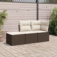 conjunto sofas de jardin 3 uds  mueble jardin mesa y sillas y cojines ratan sintetico marron cfw331593