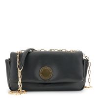 bolso de hombro con solapa efecto napa acolchada y bandolera black taglia unica