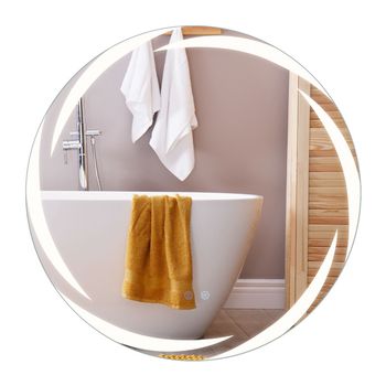 Costway Espejo LED Redondo 80cm Baño Luces 3 Colores Antivaho Luz Trasera Regulable Plata