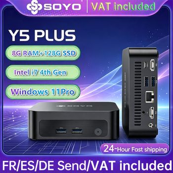 Mini PC SOYO Y5 PLUS Intel I7 4.ª generación 4600U 8GB RAM 128GB ROM Windows 11 Pro WiFi BT4.2 Computadora de Escritorio