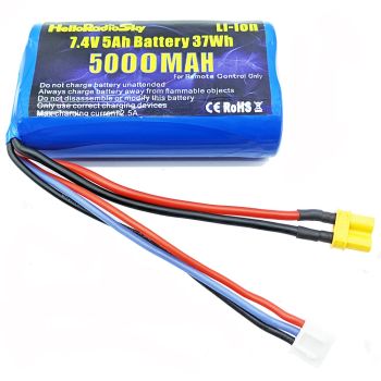 HelloRadioSky 7.4V 5000mAh 2S Batería de Li-ion con conector XT30 para transmisor de radio V14