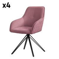 4x sillas de comedor giratoria color rosa tapizado de tela tejida