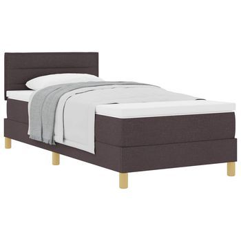Cama Tipo Box Spring Con Cojín Marrón Oscuro 80 X 200 Cm Tela Vidaxl