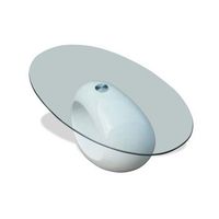 mesa de cafe  mesa de centro superficie ovalada de vidrio blanco brillante