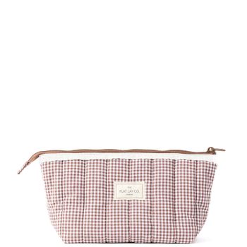 The Flat Lay Co. Essential Pouch - Mocha Gingham with Frill