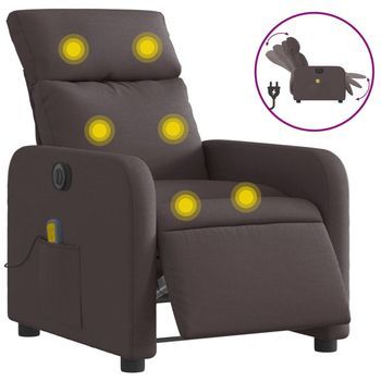 Sillón De Salón | Silla | Sillón Reclinable De Masaje Eléctrico Tela Marrón Oscuro