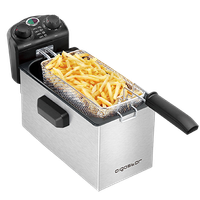 aigostar ken 30lei - freidora de 3 litros 2000w tapa antisalpicaduras con ventana de visualizacion cubeta totalmente extraible para limpieza y vaciado de aceite termostato diseno exclusivo