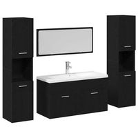 juego de muebles de bano 4 uds roble negro 30 x 30 x 130 cm vidaxl