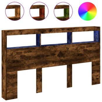 Cabecero De Cama Con Luz Led Roble Ahumado 180x17x102 Cm Vidaxl