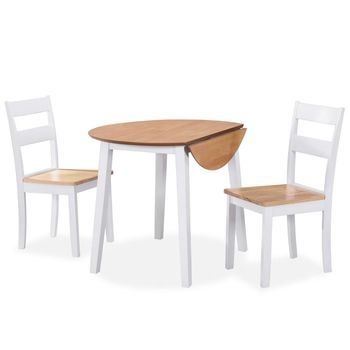 Juego De Comedor De Mdf Y Madera De Caucho 3 Piezas Blanco Vidaxl