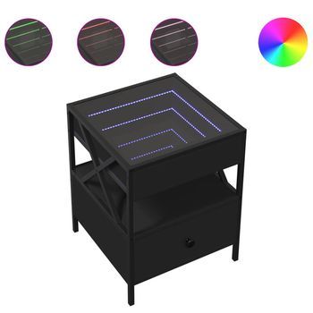 Mesita De Noche Con Infinity Led Negra 40x40x51 Cm Vidaxl