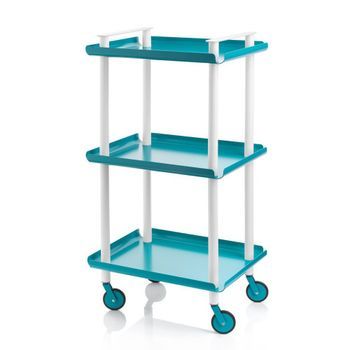 Carrito Auxiliar Leky, Armazón Blanco, 3 Estantes. Multifuncional, Práctico Y Decorativo,acero,turquesa
