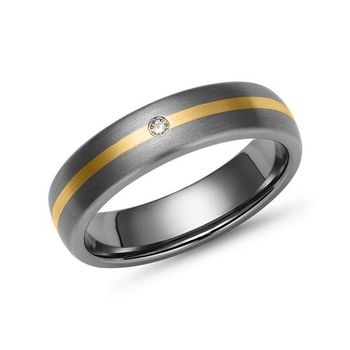 Anillo de titanio mate con incrustación de oro 14 quilates