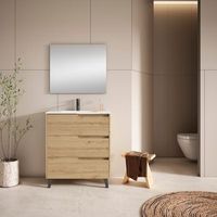 mueble ezio 80 cm 3c roble hercules pack mueble  lavabo