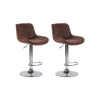 set de 2 taburetes de bar regulable en terciopelo marron