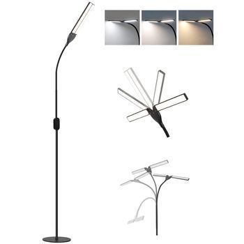 Nettlife Lámpara De Pie Led Regulable -  Negra Para Salón 158 Cm Lámpara De Pie Táctil Moderna 9 W Con Temporizador Y Función De Memoria