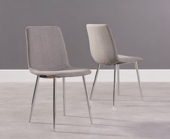 Helsinki Grey Fabric and Chrome Dining Chairs - Grey