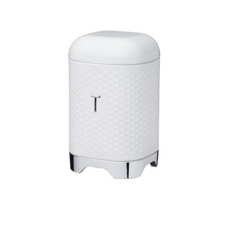 Caja de té retro de acero inoxidable blanco