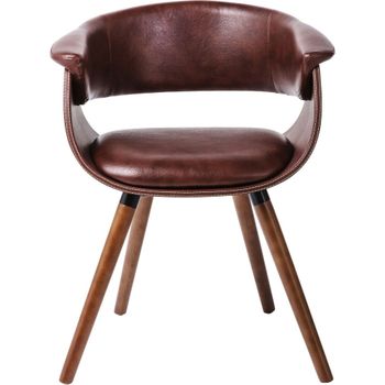 Silla con reposabrazos polipiel marrón