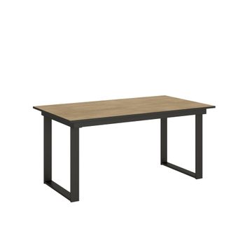 Mesa extensible 90x160/220 cm efecto madera cemento, hierro