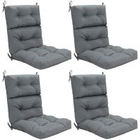 costway juego de 4 cojines para silla respaldo alto con cinturones antideslizantes esponja engrosada poliester transpirable interior exterior gris