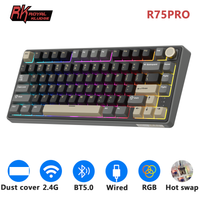teclado mecanico inalambrico bluetooth rk royal kludge r75pro 80 80 teclas rgb retroiluminado intercambiable en caliente para gamers con teclas pbt
