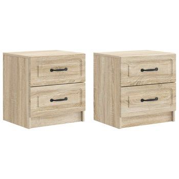 Armario De Noche 2 Pcs Roble Sonoma 43 X 34,5 X 44,5 Cm Vidaxl