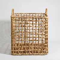 cesta de almacenamiento de jacinto de agua y ratan