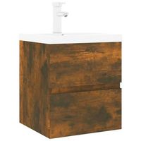 mueble de bano con lavabo madera de ingenieria roble ahumado vidaxl