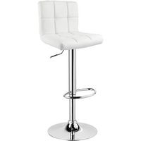 taburete de bar de piel sinteticacon asiento acolchado comodoaltura regulable 38 x 43 x 92 cmblancowoltu