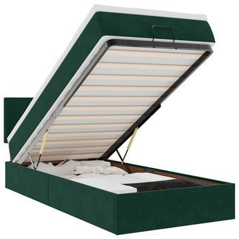 Cama Otomana Con Colchón Y Led Terciopelo Verde Oscuro 90x200cm Vidaxl