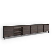 mueble tv television muebles de salon almacenaje 309x61x35 cm para tv hasta 80 diseno industrial led estilo moderno roble oscuro y negro