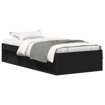 Cama Individual | Cama Para Adultos | Estructura De Cama Negra 75x190 Cm
