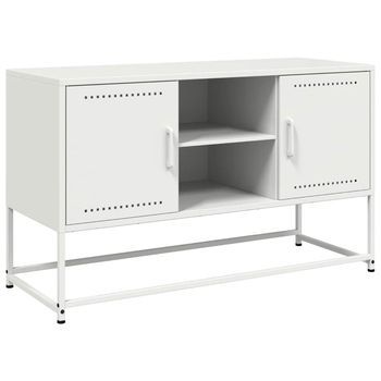 Mueble Para Tv | Mueble De Salón | Gabinete De Tv De Acero Blanco 100,5x39x60,5 Cm