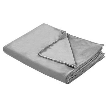 Funda De Manta Pesada Moderna Tejido Liso Poliéster Textil Dormitorio 135 X 200 Cm Gris Rhea