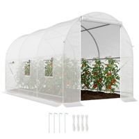 outsunny invernadero de tunel 35x2x2 m con 6 ventanas de malla y puerta enrollable con cremallera anti-uv invernadero tunel blanco   aosom espana