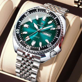 Reloj POEDAGAR de lujo para hombre de negocios con fecha y semana, Reloj de pulsera luminoso resistente al agua para hombre, relojes deportivos de cuarzo de acero inoxidable para hombre