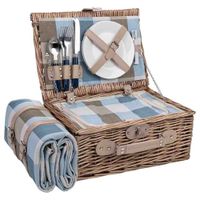 cesta de picnic 2 servicios marron 38x26x18 cm