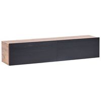 mueble tv minimalista montado en la pared unidad de almacenaje gabinete de melamina tablero de particulas negro y marron gladstone