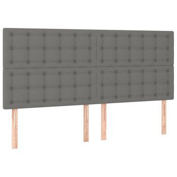 Pack 4 Uds Cabeceros Cama | Panel De Cabeceras De Tela Gris Oscuro 100x5x78/88 Cm