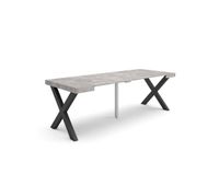 mesa consola extensible mesa comedor plegable 222x90x73cm para 10 comensales patas madera maciza estilo moderno cemento