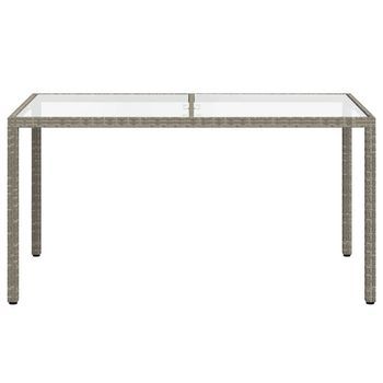 Mesa De Jardín | Mesa De Exterior Vidrio Templado Ratán Sintético Gris 150x90x75cm