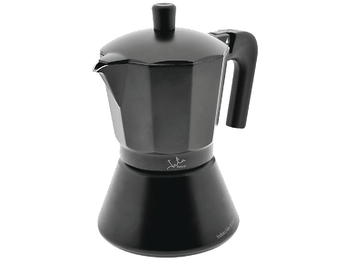 Cafetera tradicional - Jata Hogar CFI6, 6 Tazas, Asa sólida, Apta inducción, Negro