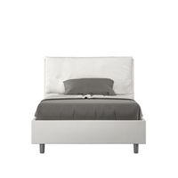 cama de una plaza y medio  sin somier acolchada 120x200 cuero sintetico blanco antea large