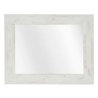espejo de pared rectangular de madera maciza blanco envejecido 58x48cm